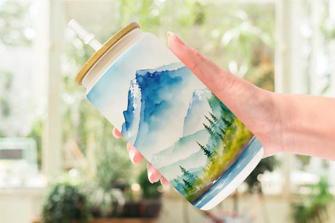 Glass Can Wrap Mountain Landscape Sublimation artnoy 