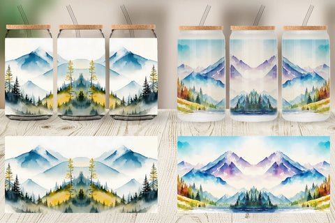 Glass Can Wrap Mountain Landscape Sublimation artnoy 