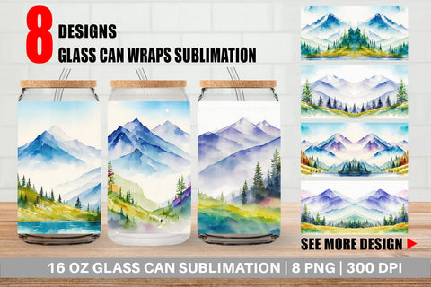 Glass Can Wrap Mountain Landscape Sublimation artnoy 