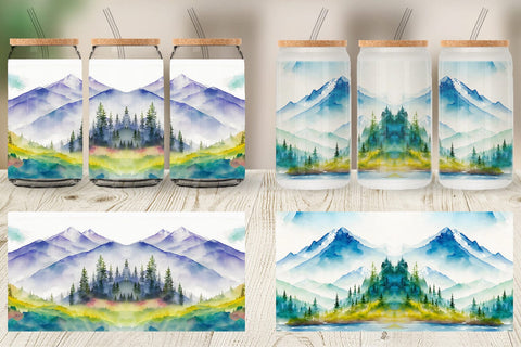 Glass Can Wrap Mountain Landscape Sublimation artnoy 