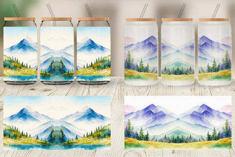 Glass Can Wrap Mountain Landscape Sublimation artnoy 