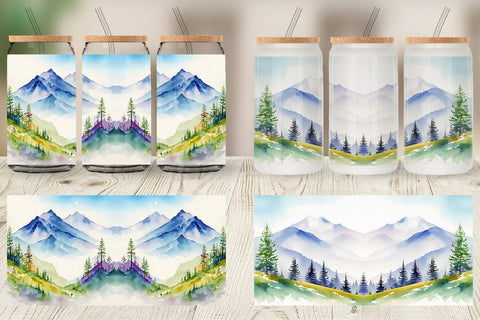 Glass Can Wrap Mountain Landscape Sublimation artnoy 