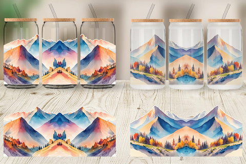 Glass Can Wrap Mountain Vistas Landscape Sublimation artnoy 