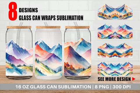 Glass Can Wrap Mountain Vistas Landscape Sublimation artnoy 