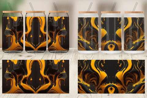 Glass Can Wrap Orange Liquid Marble Sublimation artnoy 