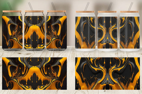 Glass Can Wrap Orange Liquid Marble Sublimation artnoy 