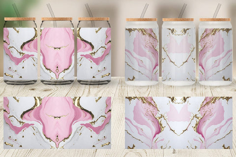 Glass Can Wrap Pink Liquid Marble Sublimation artnoy 