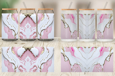 Glass Can Wrap Pink Liquid Marble Sublimation artnoy 