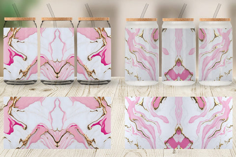 Glass Can Wrap Pink Liquid Marble Sublimation artnoy 