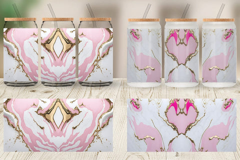 Glass Can Wrap Pink Liquid Marble Sublimation artnoy 