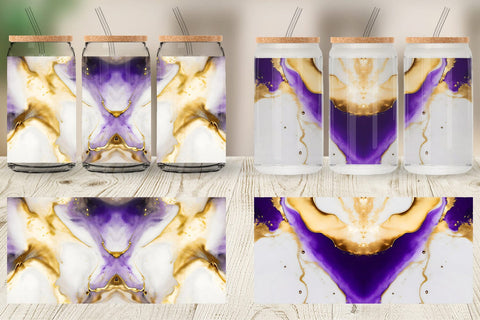 Glass Can Wrap Purple Gold Alcohol Ink Texture Sublimation artnoy 
