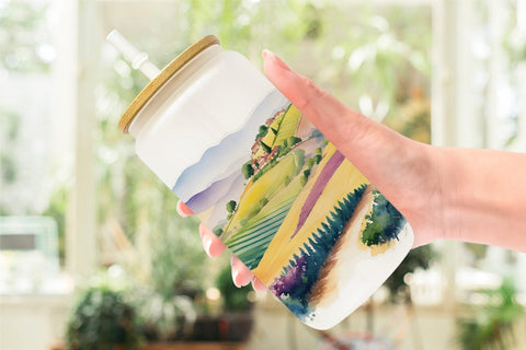 Glass Can Wrap Rolling Hills Landscape Sublimation artnoy 