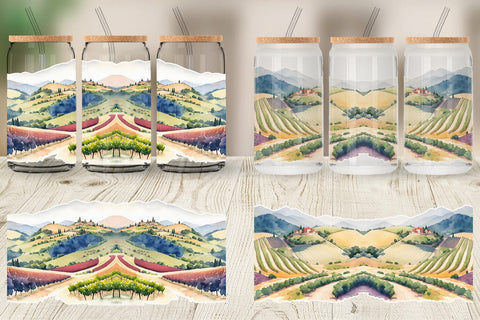 Glass Can Wrap Rolling Hills Landscape Sublimation artnoy 