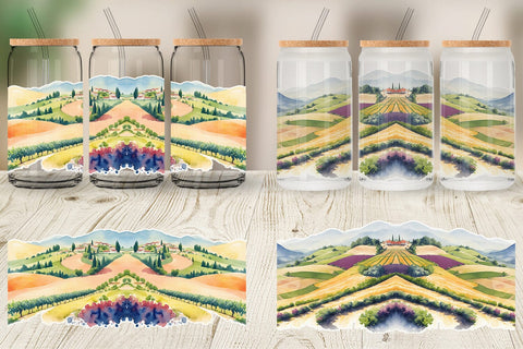 Glass Can Wrap Rolling Hills Landscape Sublimation artnoy 