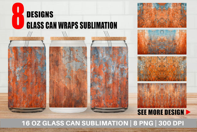 Glass Can Wrap Rusty Distressed Texture Sublimation artnoy 