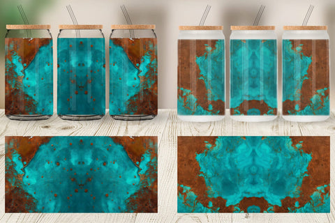 Glass Can Wrap Rusty Teal Agate Texture Sublimation artnoy 
