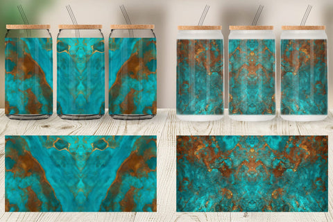 Glass Can Wrap Rusty Teal Agate Texture Sublimation artnoy 