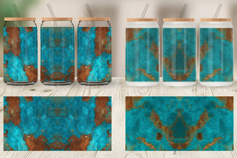 Glass Can Wrap Rusty Teal Agate Texture Sublimation artnoy 