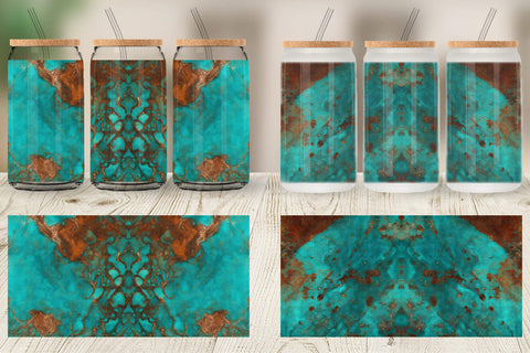 Glass Can Wrap Rusty Teal Agate Texture Sublimation artnoy 