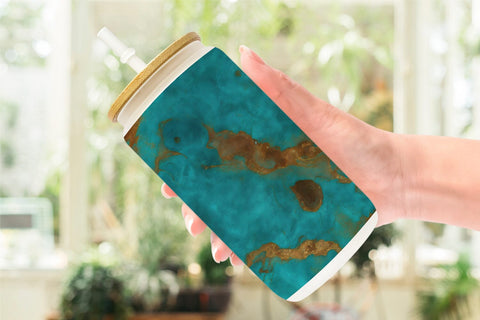 Glass Can Wrap Rusty Teal Agate Texture Sublimation artnoy 