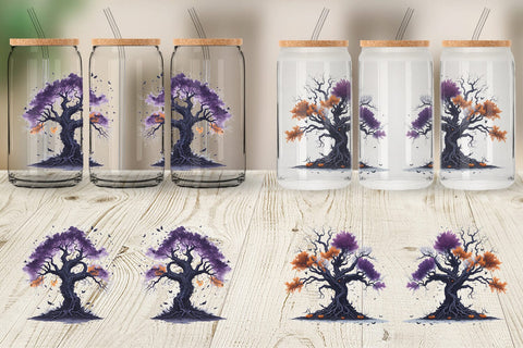 Glass Can Wrap Spooky Tree Halloween Sublimation artnoy 