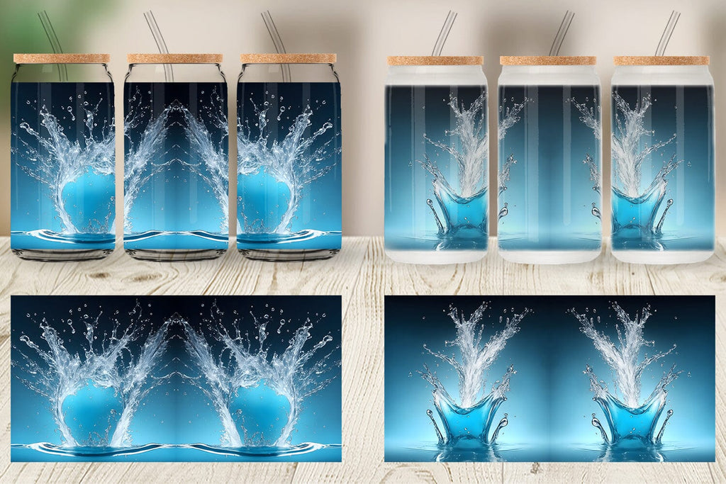 Glass Can Wrap Splash Water Background - So Fontsy