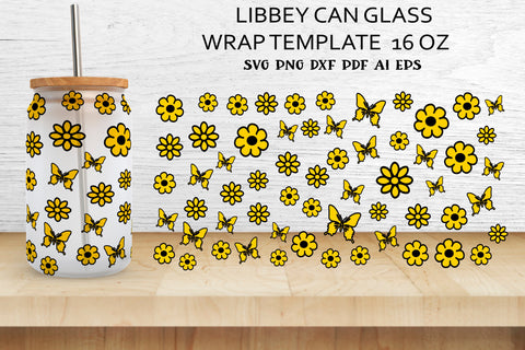 Glass Can Wrap Summer Beer SVG. Libbey Glass Full Wrap . SVG Samaha Design 