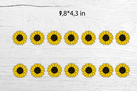 Glass Can Wrap Sunflower Border SVG. Libbey Glass Full Wrap. SVG Samaha Design 