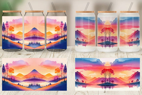 Glass Can Wrap Sunsets Landscape Sublimation artnoy 