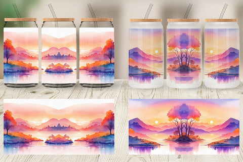 Glass Can Wrap Sunsets Landscape Sublimation artnoy 