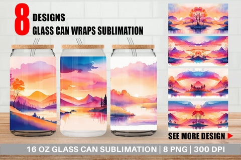 Glass Can Wrap Sunsets Landscape Sublimation artnoy 