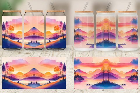 Glass Can Wrap Sunsets Landscape Sublimation artnoy 