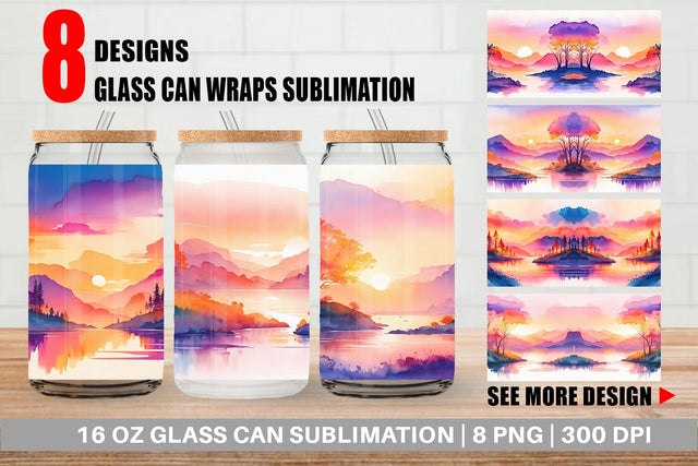 Glass Can Wrap Sunsets Landscape Sublimation artnoy 
