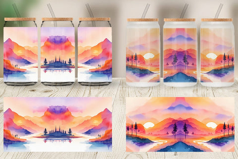 Glass Can Wrap Sunsets Landscape Sublimation artnoy 