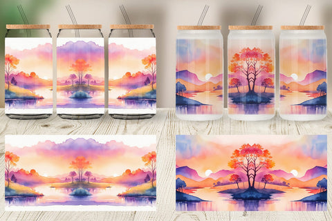 Glass Can Wrap Sunsets Landscape Sublimation artnoy 
