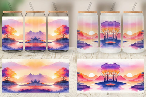 Glass Can Wrap Sunsets Landscape Sublimation artnoy 