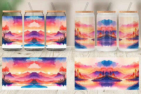 Glass Can Wrap Sunsets Landscape Sublimation artnoy 