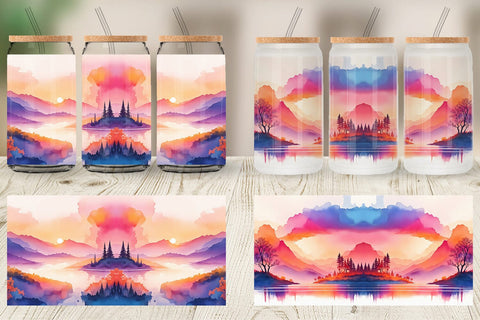 Glass Can Wrap Sunsets Landscape Sublimation artnoy 