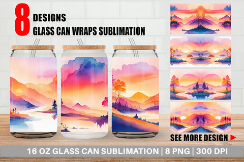 Glass Can Wrap Sunsets Landscape Sublimation artnoy 