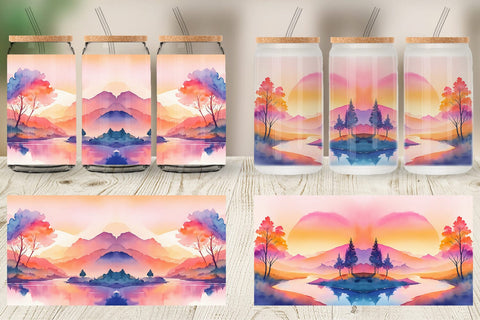 Glass Can Wrap Sunsets Landscape Sublimation artnoy 