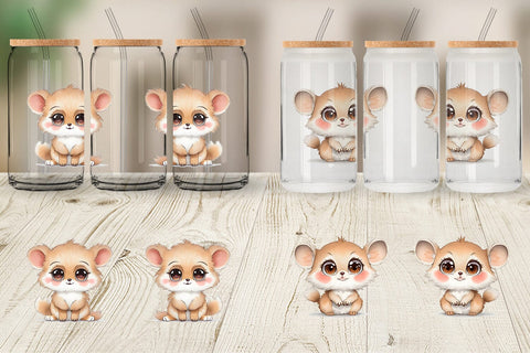 Glass Can Wrap Сute Animal Farm Sublimation artnoy 