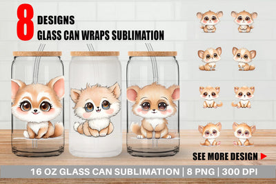 Glass Can Wrap Сute Animal Farm Sublimation artnoy 