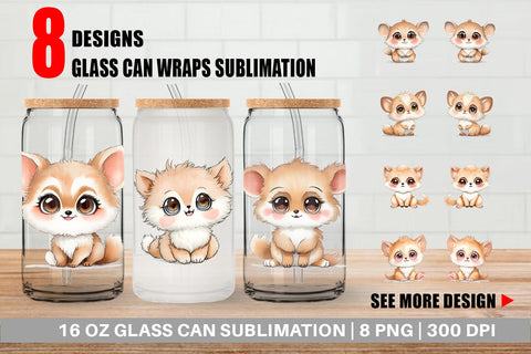 Glass Can Wrap Сute Animal Farm Sublimation artnoy 