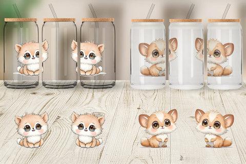 Glass Can Wrap Сute Animal Farm Sublimation artnoy 