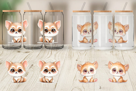 Glass Can Wrap Сute Animal Farm Sublimation artnoy 