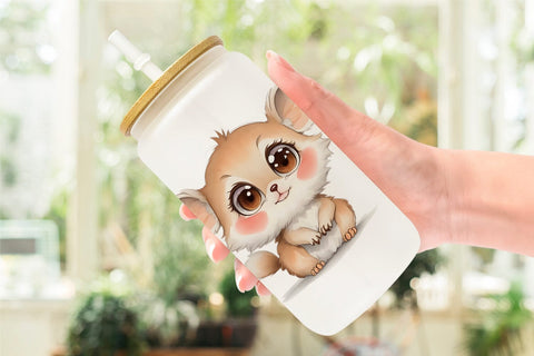 Glass Can Wrap Сute Animal Farm Sublimation artnoy 