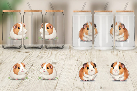 Glass Can Wrap Сute Guinea Pig Sublimation artnoy 