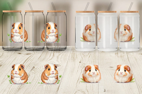 Glass Can Wrap Сute Guinea Pig Sublimation artnoy 