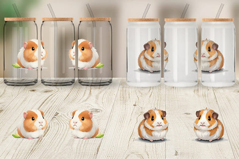 Glass Can Wrap Сute Guinea Pig Sublimation artnoy 