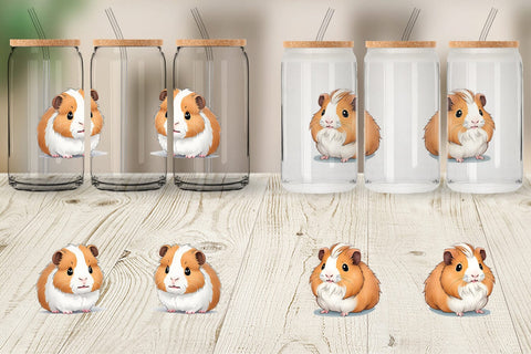 Glass Can Wrap Сute Guinea Pig Sublimation artnoy 